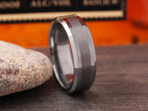 The Forte | Brushed Center Tungsten Wedding Band with Beveled Edges